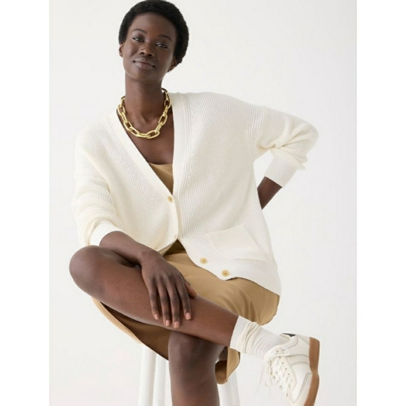 J.Crew V-neck cotton-cashmere cardigan sweater - Picture 5 of 11